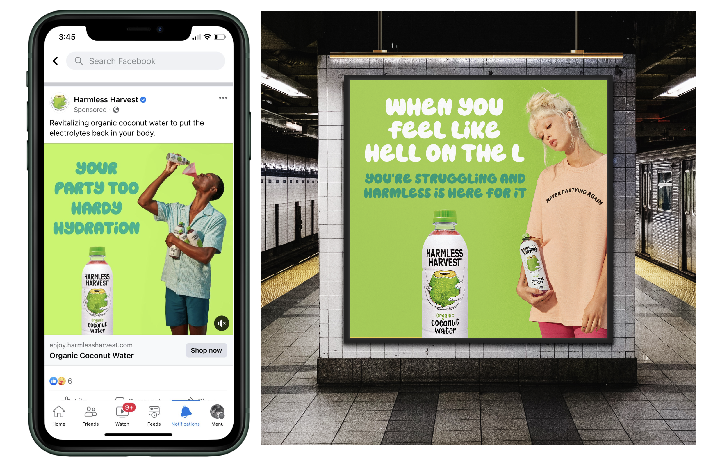 Harmless Harvest | Meta Ads and OOH